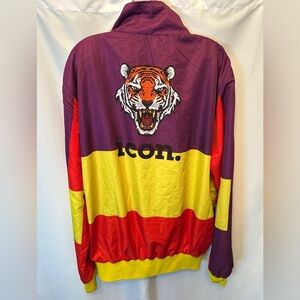 Icon. Tiger SET 2XL Colorblock 90s Style Track Jacket & Shorts Purple Yellow Red
